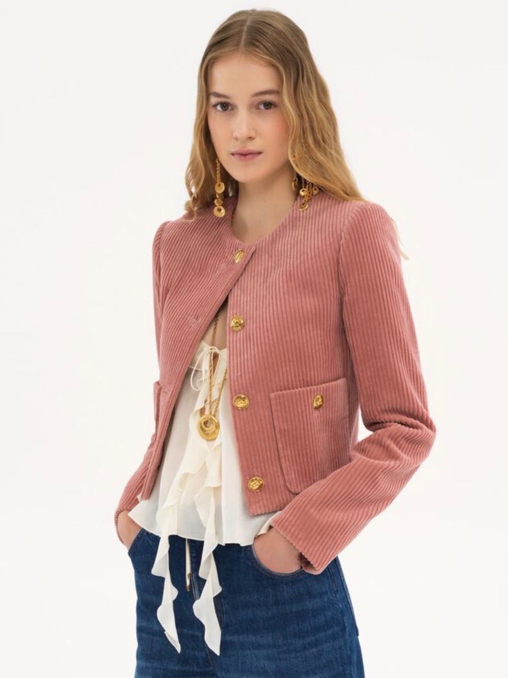 NWT ~ AUTH CHLOÉ Corduroy Cropped Boxy Jacket